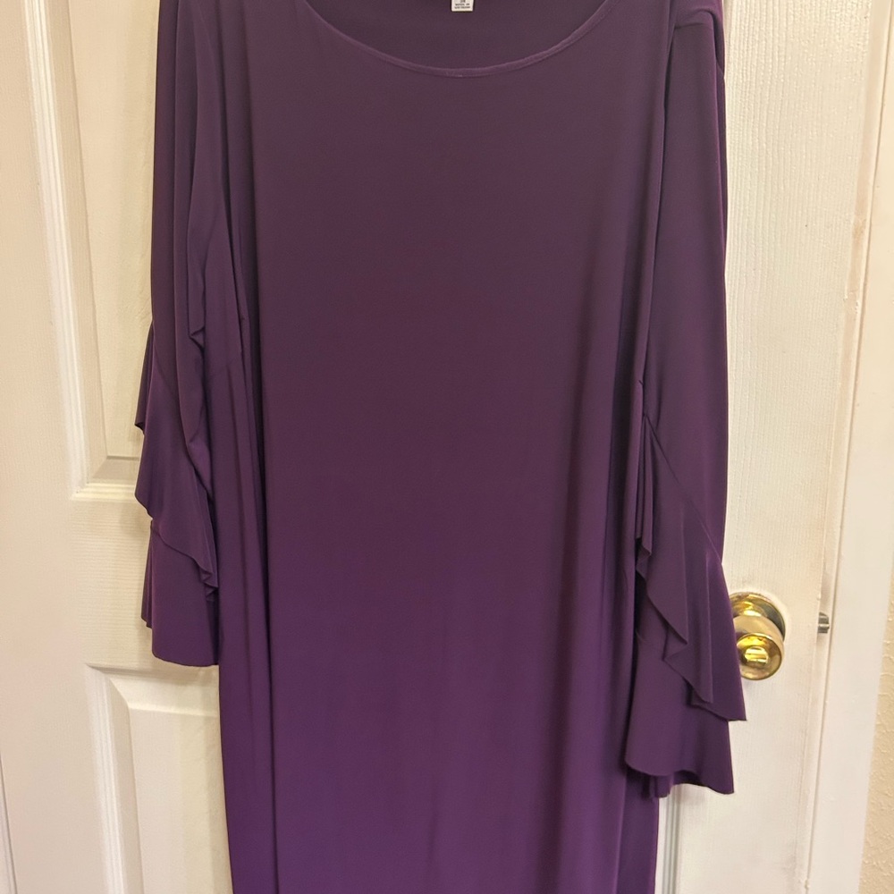 Emma & Michele Purple Ruffled Tiered Dress for Wedding Guest